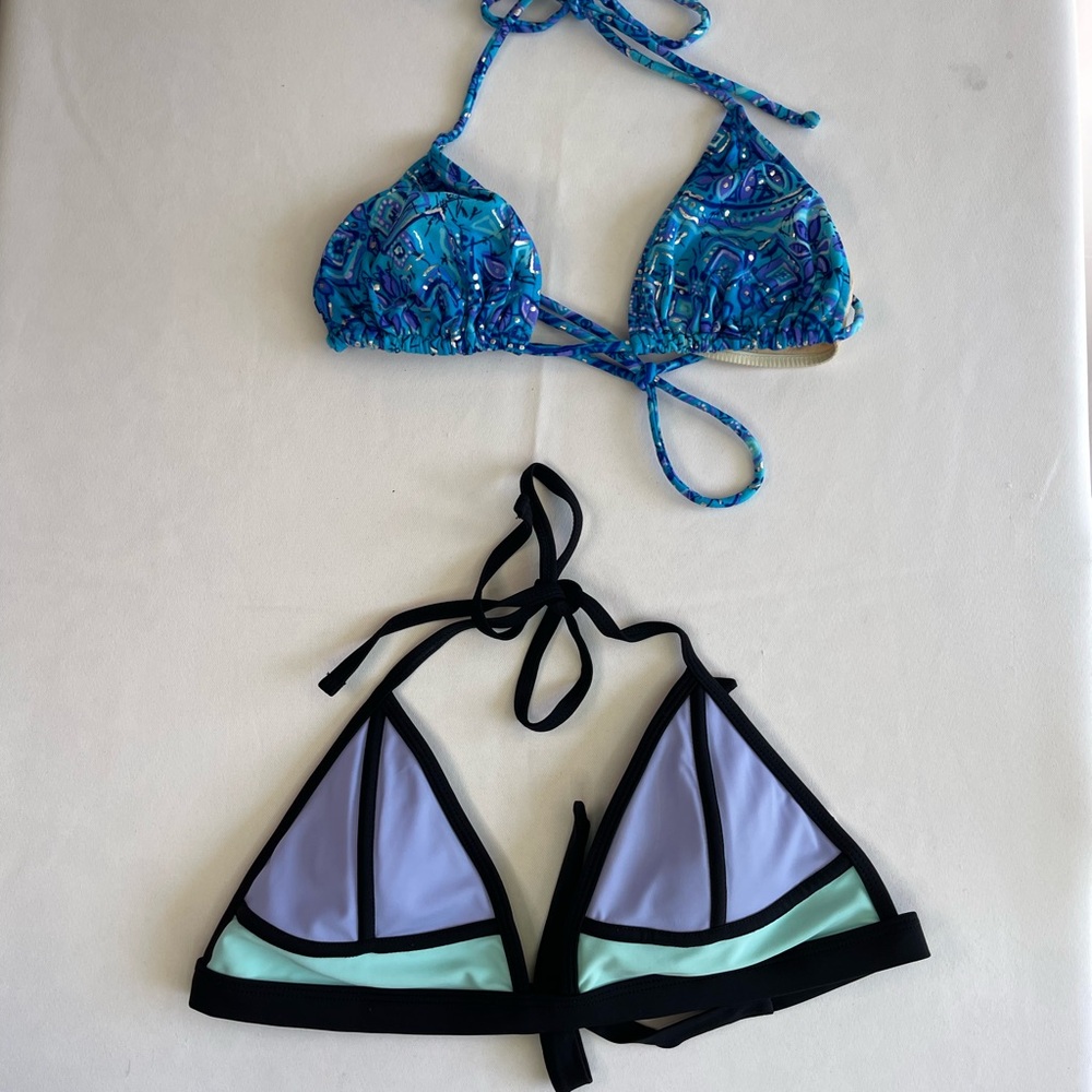 Target Blue and Black Women's Bikini Tops